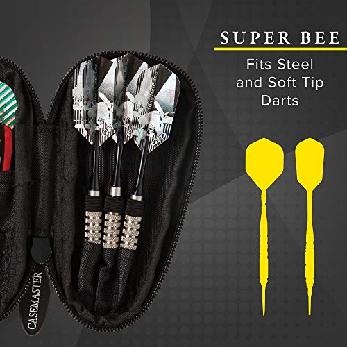 Casemaster Super Bee Black Mini Dart Case for Extra Short Barrels, Fits Bee Darts and Smaller, Hold 3 Darts with Additional Pockets for Accessories