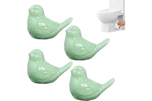 4-Pack Bird Design Toilet Bolt Caps - Decorative Porcelain Covers for Toilet Bowl Screws, Easy Installation (Green)