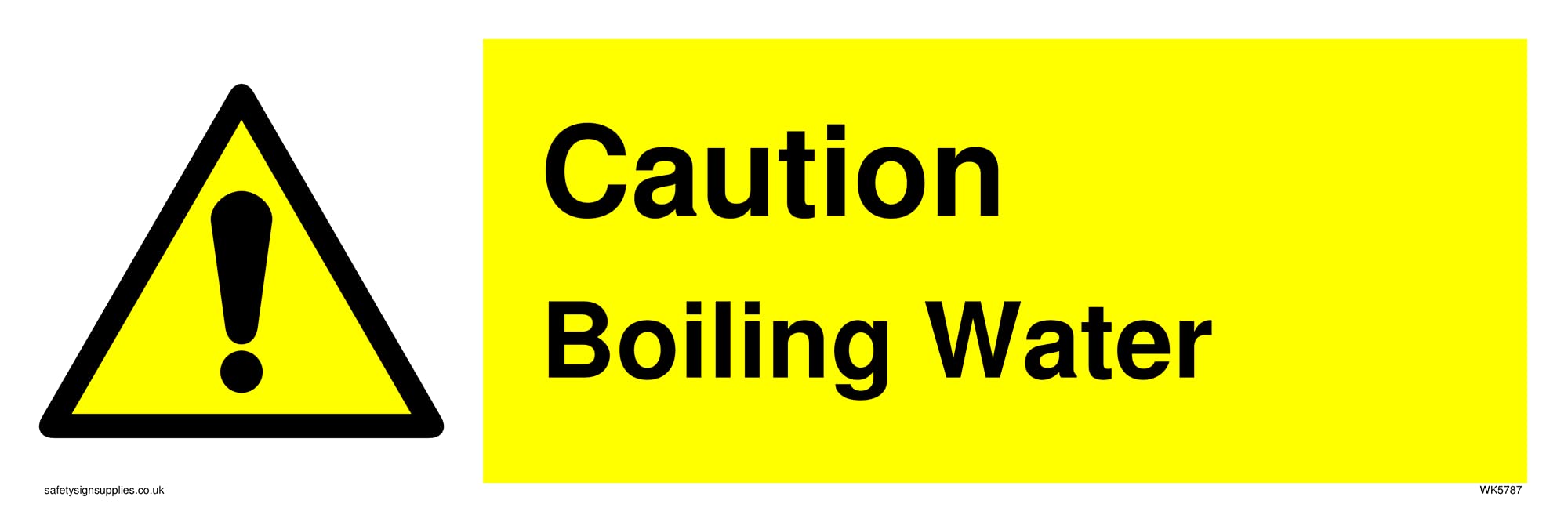 Boiling Water safety warning with exclamation in warning triangle Sign - 300x100mm - L31