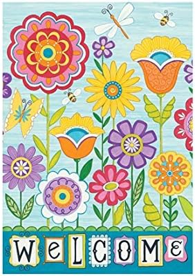 Custom Decor Flag Welcome Flowers Garden flags decorative flags initial flags party flags 12.5 x 18 Inch Double Sided banner home flags Print