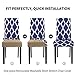 YIMEIS Stretch Geometric Printed Dining Chair Protector Cover, Removable Washable Short Slipcover for Hotel, Dining Room, Ceremony, Office, Banquet, Wedding Party (Pack of 4, Navy)