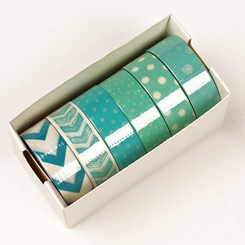 Assorted Aqua Patterns Washi Tape Set