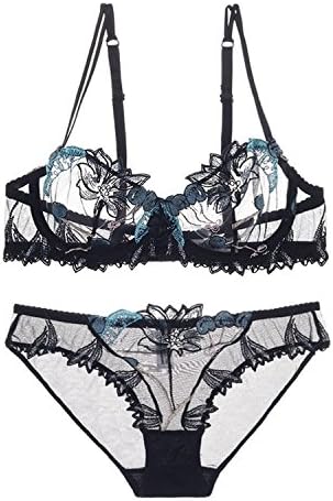 Set Lace Blue Transparent Underwear Set Women Sexy Hollow Out See Through Bra Pink,Black,Whispered