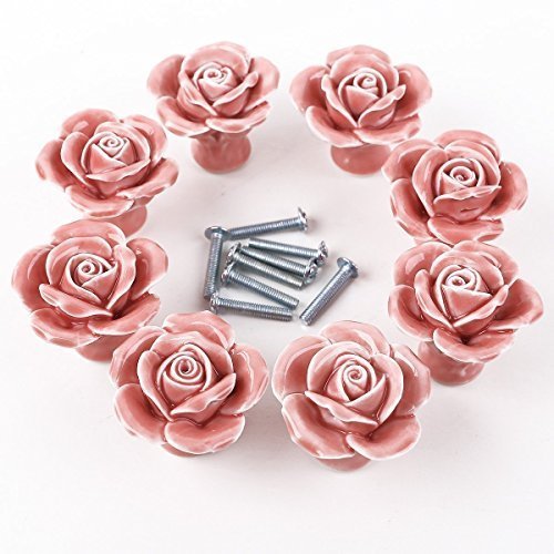 Hot Sale 2017 Happyliya 8pcs Ceramic Vintage Floral Rose Pull