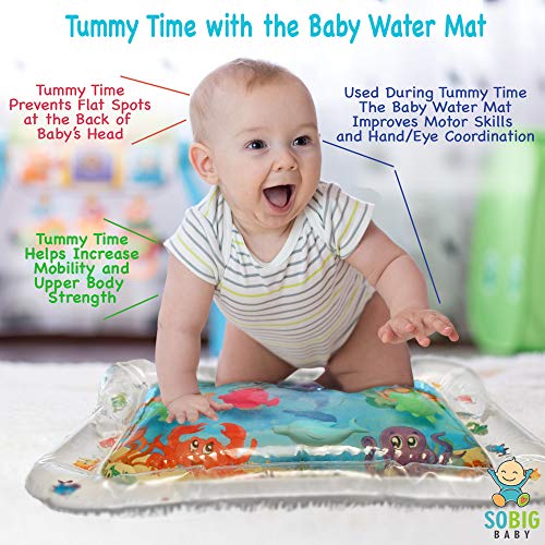 Inflatable Tummy Time Toys- Premium Tummy Time Water Mat Activity Center for Baby Infant Toys and Toddlers, Promotes Visual Stimulation, Movement and Motor Skills. Perfect Smile and Fun Time