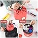 Foldable Round Bucket Style Travel Make-up Bag, Small Zipper Jewelry Purse, Clear PVC Pouch for Cosmetic Brush, Drawstring Closure Nylon Organizer Carrying Case Holder, Wash Toiletry Bag Coral Red