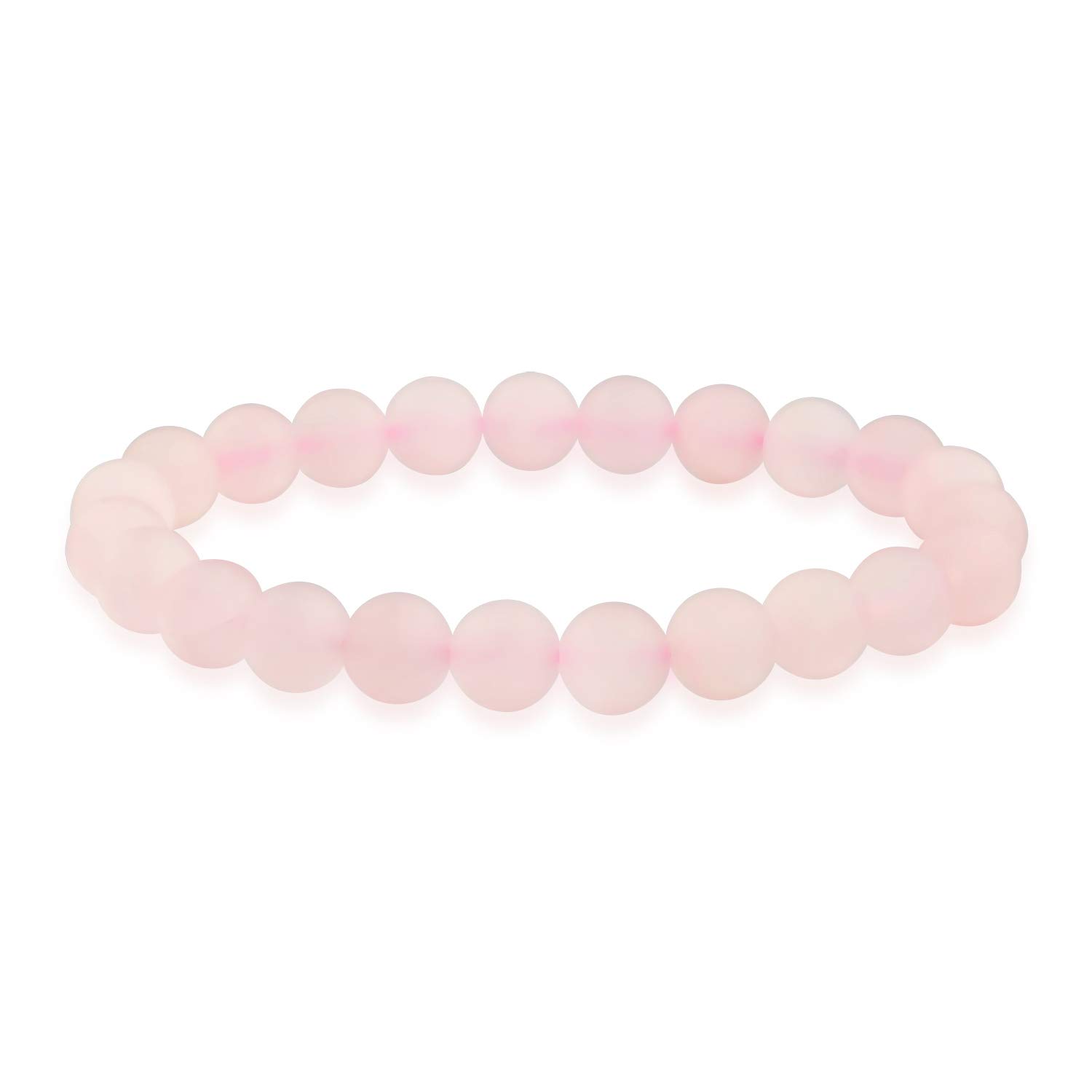 Bling Jewelry Semi Precious Gemstone Matte Pink Rose Quartz Round Bead Ball 8MM Stacking Stretch Bracelet For Women Men Teen Unisex