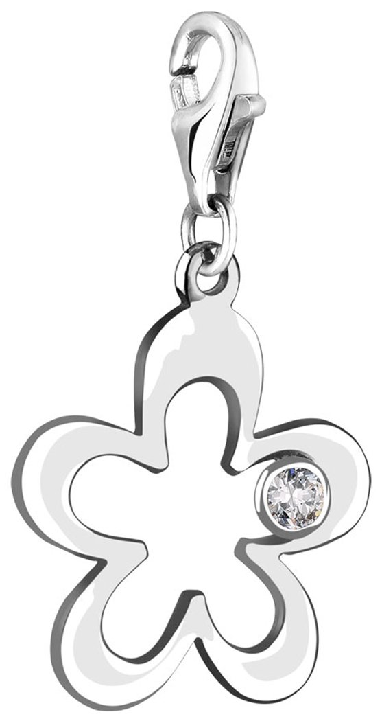 Nenalina 712055-019 Flower Charm Pendant in 925 Sterling Silver, Fits All Common Charm Jewellery