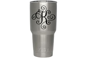 ViaVinyl Monogram die cut decal/sticker. CLICK FOR COLOR/LETTER OPTIONS. AVAILABLE IN FOUR COLORS AND ALL LETTERS A-Z! Great for windows, Yeti and RTIC tumblers, Macbooks and more! (Letter "K", Black)
