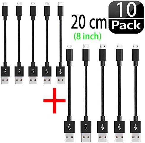 Short Micro USB Cable Android, AOSOK 10Pack 1ft Nylon Braided Fast Sync&Charging Cord for Android, Samsung, Nexus, LG, HTC, Nokia, Sony, Wall Chargers Plug and Portable Power Banks and More (10Pack)
