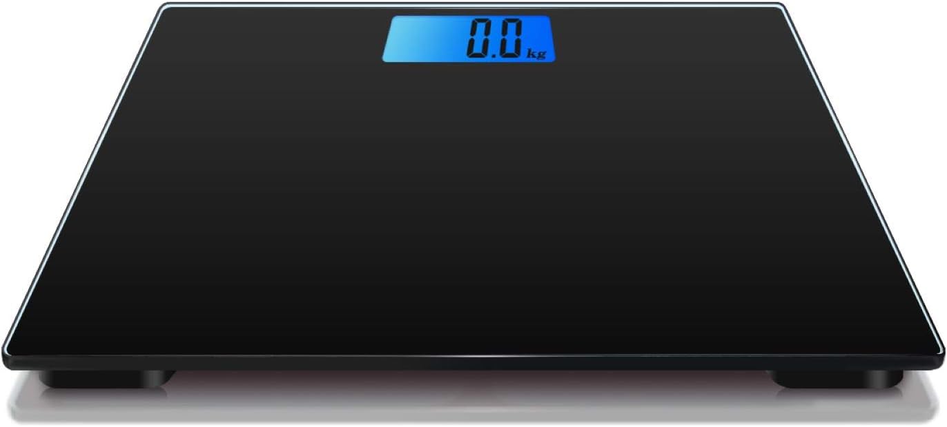 HomeFashion HFitness 28x28cm 180KG Digital Bathroom Scale Weighing Scales For Body Weight Backlit Display Weight Management Black - Image 5