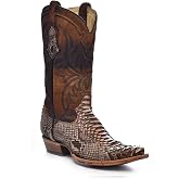 Corral Boots Men's Python Handcrafted Cowboy Boots | Snip Toe Western Boots with Lamb Shaft Embroidery Design