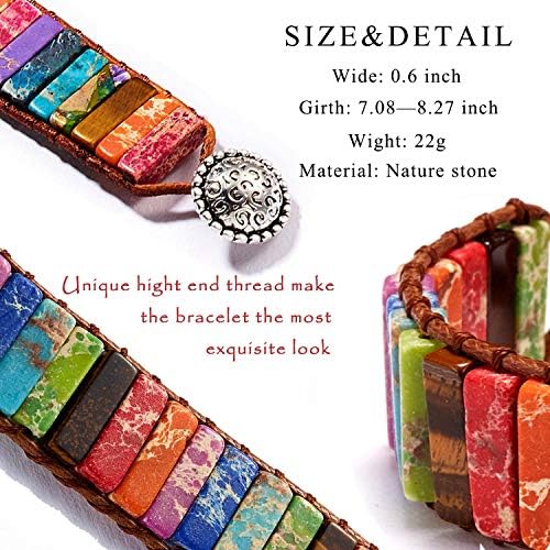 Adjustable Handmade 7 Chakra Yoga Bracelet with Imperial Jasper Beads