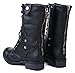 JJF Shoes H-7 Black Plaid Military Combat Foldable Cuff P-Leather Zipper Lace Up Boots-8