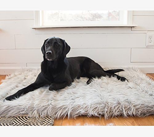 PAW BRANDSPuprug Faux Fur Memory Foam Orthopedic Dog Bed, Premium Memory Foam Base, Ultra-Soft Faux Fur Cover, Modern and Attractive Design (Giant - 60" L X 35" W, Gray Rectangle)