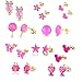 10Pairs 18K Gold Plated Love Heart Shape Owl Flower Star Lollipop Mouse Small Cute Simple Post Stud Earrings Set for Girls Kids Gold Tone Mix and Match (Mix-Rose carmine)