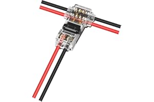 Kuject 10pc Low Voltage Wire Connectors, T Tap 3 Way 2 Pins Splice Wire Connectors, Quick Solderless Wire Connector for Automotive, Led Strip, Landscaping, 18-24AWG