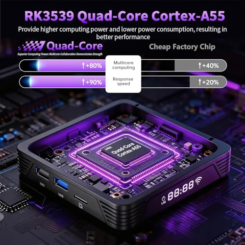 Android TV Box,2026 Android 14.0 Box RK3539 Quad-Core 64bit Cortex-A55 Mali-G310 GPU with 2GB RAM 16GB ROM,Smart TV Box Supports 4K 2.4G/5G dual-band WIFI BT5.4 HD2.1 Ethernet 10/100M USB2.0/3.0