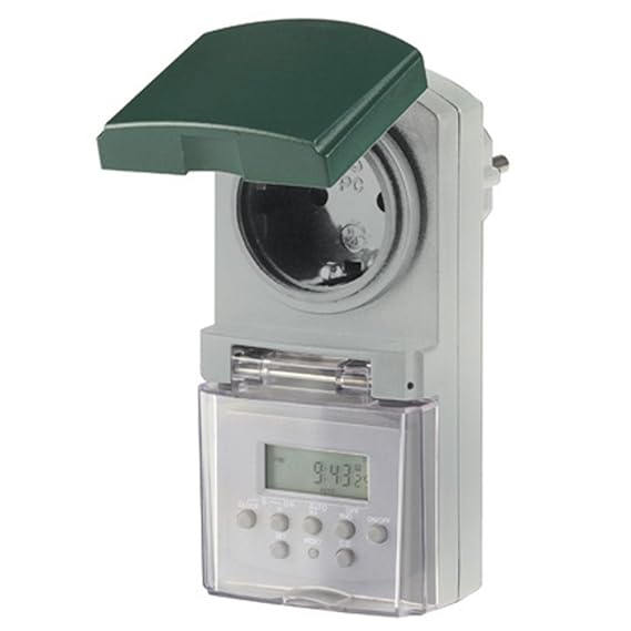 REV OUTDOOR ZEITSCHALTUHR digital ? Tageszeit-Schaltuhr mit Countdown- und Zufallsfunktion | für den Außenbereich IP 44 ? mit