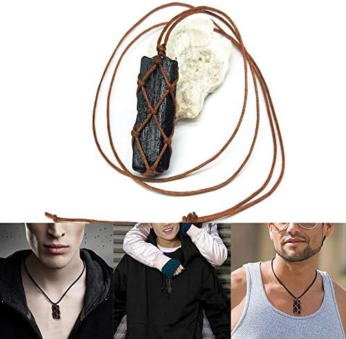 Loveinwinter Black Tourmaline Crystal Pendant Necklace Men Women Energy Crystal Necklace Gift
