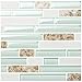 TST Aqua Marine Glass White Stone Tile Seashell Mother of Pearl Inlay Beach Style House Accent Wall Backsplash Art Decor Mosaic Tile TSTMGT085 (1 Sample 4x12 Inches)