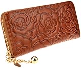 Heshe Womens Leather Wallets Long Zippered Around Handbag Card Case Holder Money Clip Wallet