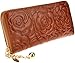 Heshe Women Rose Pattern Zipper Around Organizer Clutch Card Case Holder Money Clip Long Wallet