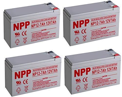 NPPower 12V 7Ah SLA Sealed Lead Acid Battery F1 Style Terminals / 4 Pack