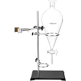 QWORK 1000ml Heavy Wall Conical Separating Funnel with 24/29 Fitting and PTFE Stopcock + Laboratory Distillation Support Rack for Titration Extraction