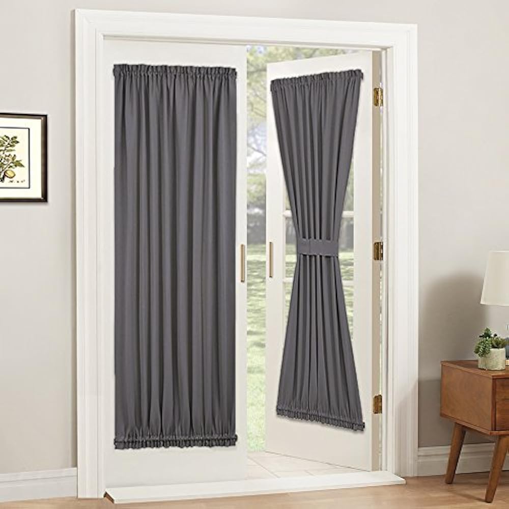 Gray Panels Door Curtain - Thermal Insulated Rod Pocket Blackout
