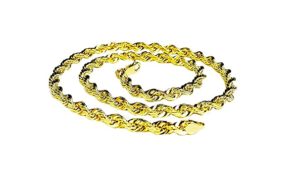 18KT Solid Yellow Gold Diamond Cut Rope 