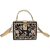 Tngan Women Evening Clutch Acrylic Square Box With Rhinestones Shoulder Crossbody Handbag