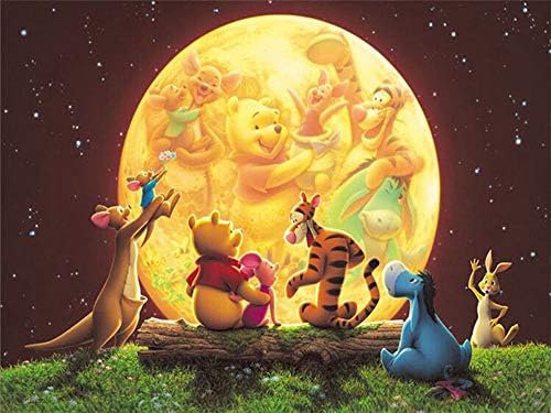 DIY 5D Diamond Painting by Number Kit, Cartoon Crystal Rhinestone Embroidery Cross Stitch Arts Craft Canvas Wall Decor Full Diamond (Winnie The Pooh, 30X40CM)