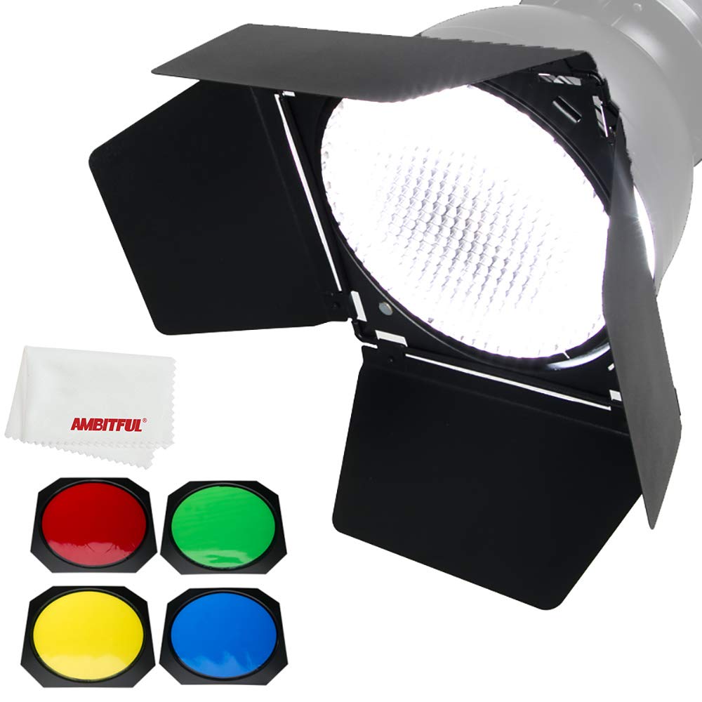 Godox BD-04 Barn Door + Honeycomb Grid + 4 Color Filter for Standard Reflector