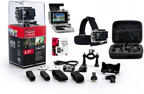 ASX ActionPro Bundle - HD Waterproof Sports Cam - 2 inch LCD - Custom Shockproof Storage Case - 16gb Kingston Memory Card - 140 Degree Super Wide Angle lens - Headstrap - 10 Piece Accessory Kit Included