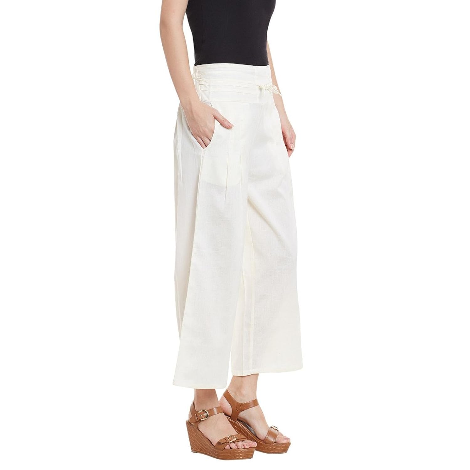 bitterlime women's cotton solid palazzo trousers