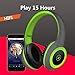 Bluetooth Headphones Over Ear, Hi-Fi Stereo Wireless Headset, Foldable, Soft Memory-Protein Earmuffs, Built-in Mic and Wired Mode for PC/ Cell Phones/ TV (Green)