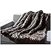 Mellanni All-Year-Round Faux Fur Throw - Top Quality, Will Not Shed! Super Soft, Comfy - Makes Luxurious Gift - Enhance Your Home Décor - Use for Travel - Gray Peacock Feathers
