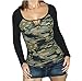 Oyanus Women's Sexy Long Sleeve Camouflage Print T-Shirt S