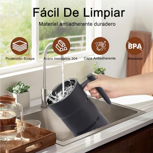 Espumador de Leche Electrico 4 En 1, 430ml Calentador Eléctrico Acero Inoxidable para Leche Caliente con Batidor Vaporizador Automática para Espuma Fría y Caliente Café Latte Capuchino Chocolate, 400W