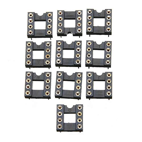AFCN Mayitr 10pcs Gold Plated Round Hole Socket 8 Pins 2.54M DIP IC Sockets Adaptor Solder Type IC Connector for Op Amps