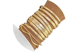 KISS WIFE Golden Bangles for Women, Adjustable Bangle Bracelets, Multi Layer Open Stackable Cuff Bracelet Set, Fashion Accessories Jewelry Gifts for Women