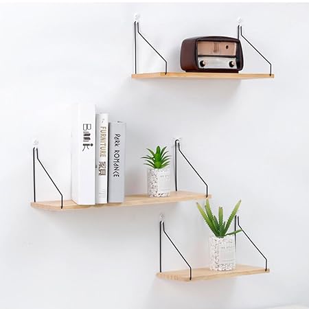 Solid Wooden Wall Shelf Iron Partition Board Bedroom Tv Wall Hanging Storage Shelf Rack For Home Living Room Decoration