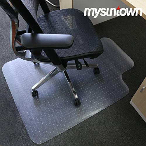 Mysuntown Chair Mat for Carpet, 36'' x 48'' Office Home Mats for Low and Medium Carpeted Floor Transparent Floor Mat with Lip