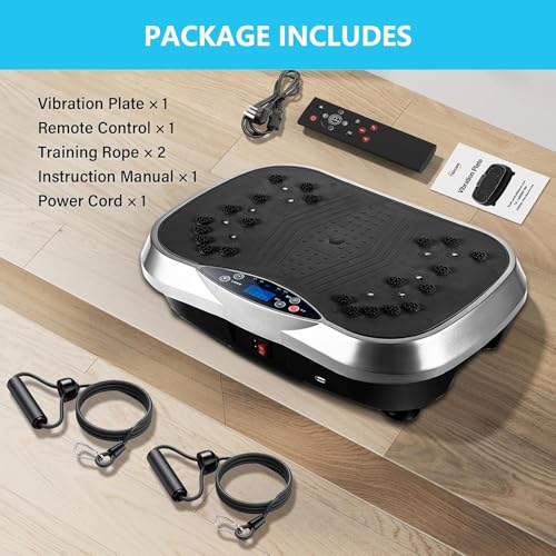 Vibration Plate, Exercise Machine Vibration Platform for Weight Loss, Vibration Fitness Trainer for Home Use, Balance Training Leg Arm Core Workout, MAX 400 Lbs Capacity