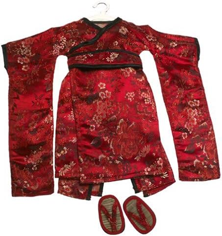 Red Brocade Japanese Kimono & Sandals ~ Doll Outfit Fits 18" American Girl