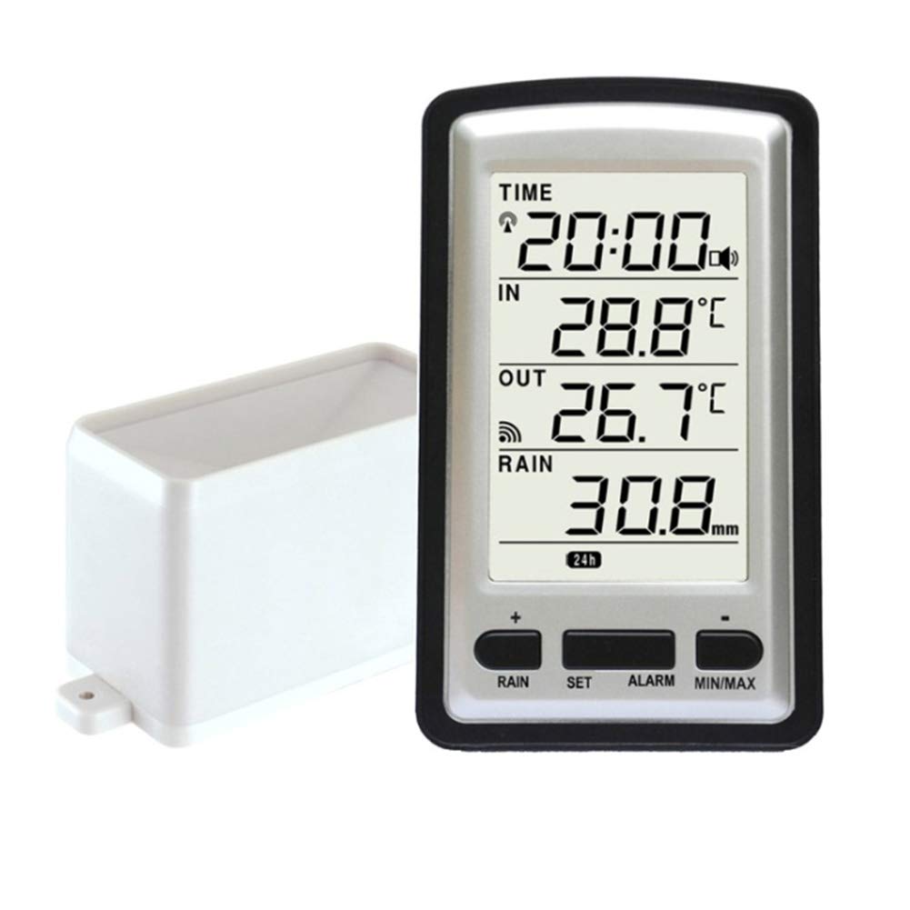 Electronic rain gauge, portable wireless rain gauge, high precision, radio controlled digital rain gauge, rain gauge, thermometer, humidity meter for indoor and outdoor use
