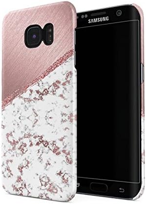 White &amp; Rose Gold Marble Blocks Hard Plastic Phone Case For Samsung Galaxy S6 Edge