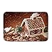 WHEREISART Indoor Doormat Flannel Gingerbread House Cookies Door Mat Living Room Bathroom Balcony Area Rugs Shoes Scraper Carpet Front Doormats Christmas Decor