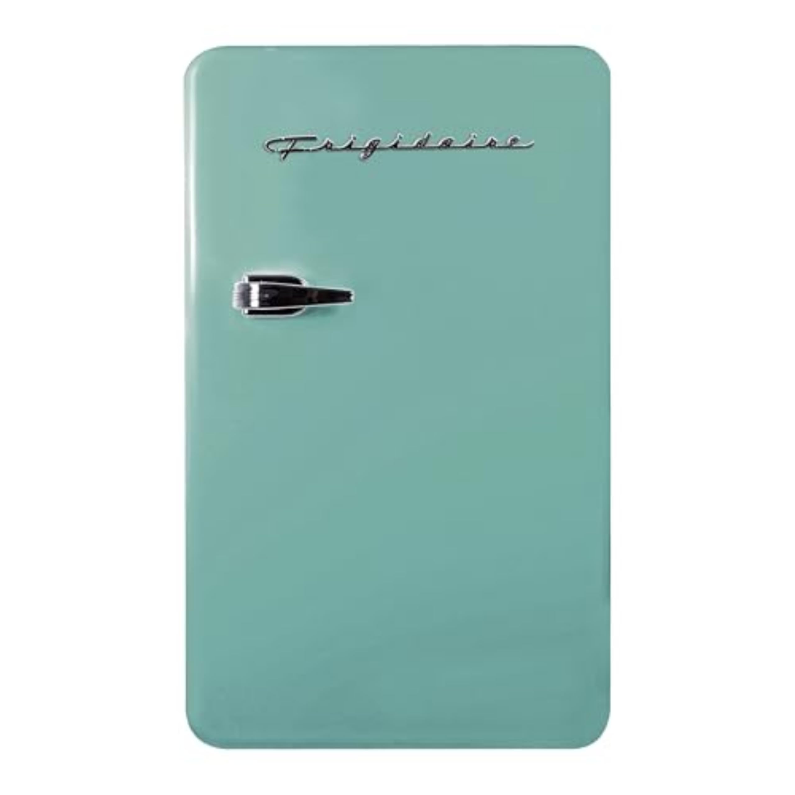 Photo 1 of Frigidaire Retro Compact Refrigerator with Chiller, 3.2 cu ft Countertop Fridge, Built-In Bottle Opener, Rounded Corners, Premium, for Office, Bedroom, Dorm Room, Cabin, 18.5D x 20W x 31.5H (Mint)